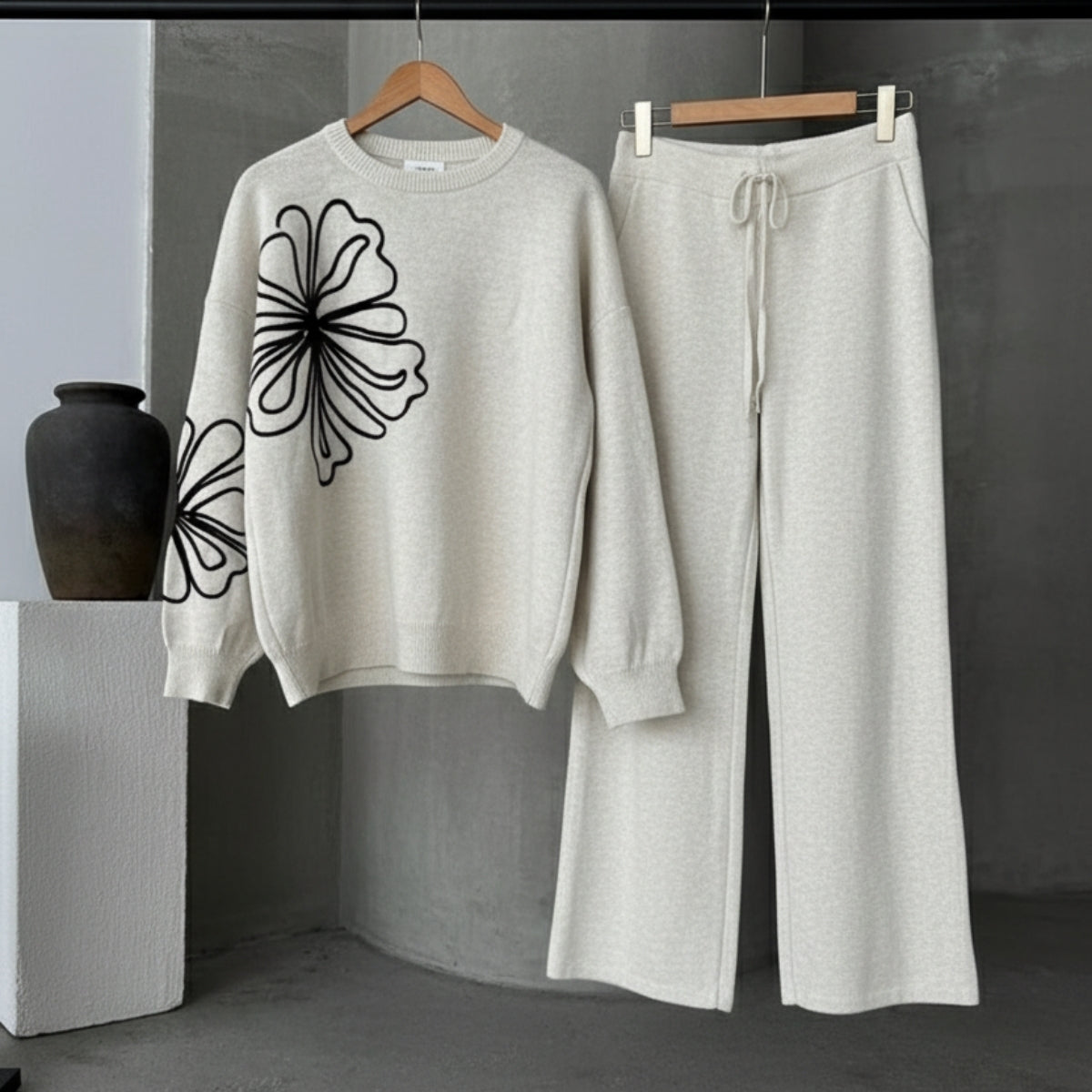 Winter Co-ord Sets for Women : Cozy Chic | Off-White | WCS-04