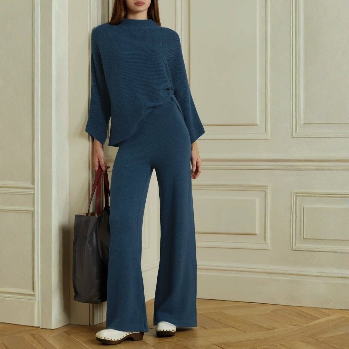 Winter Co-ord Sets for Women : Cozy Chic | Dusty Blue | WCS-13