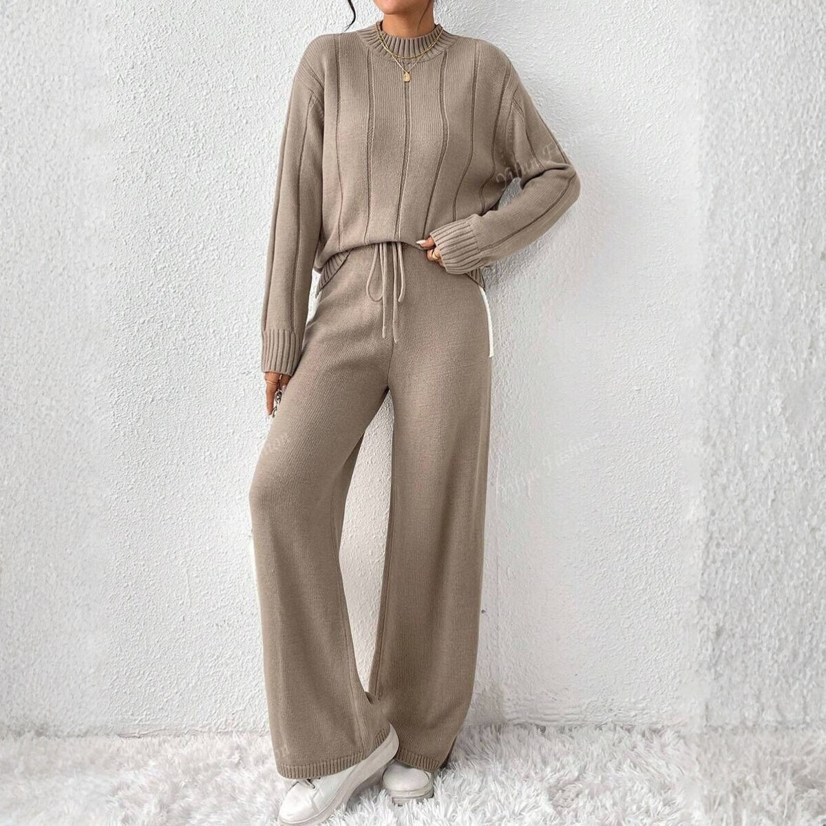 Winter Co-ord Sets for Women : Cozy Chic | Warm Light Brown | WCS-15