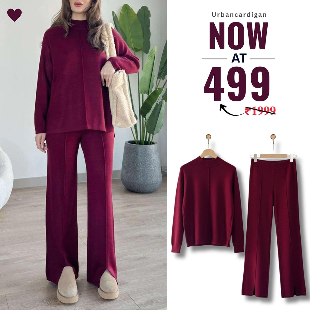 Winter Co-ord Sets for Women : Cozy Chic | Wine | WCS-18