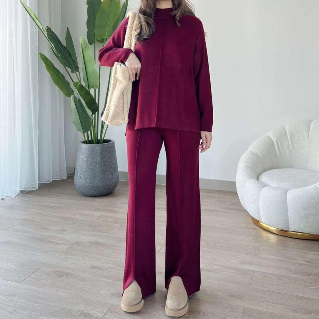 Winter Co-ord Sets for Women : Cozy Chic | Wine | WCS-18