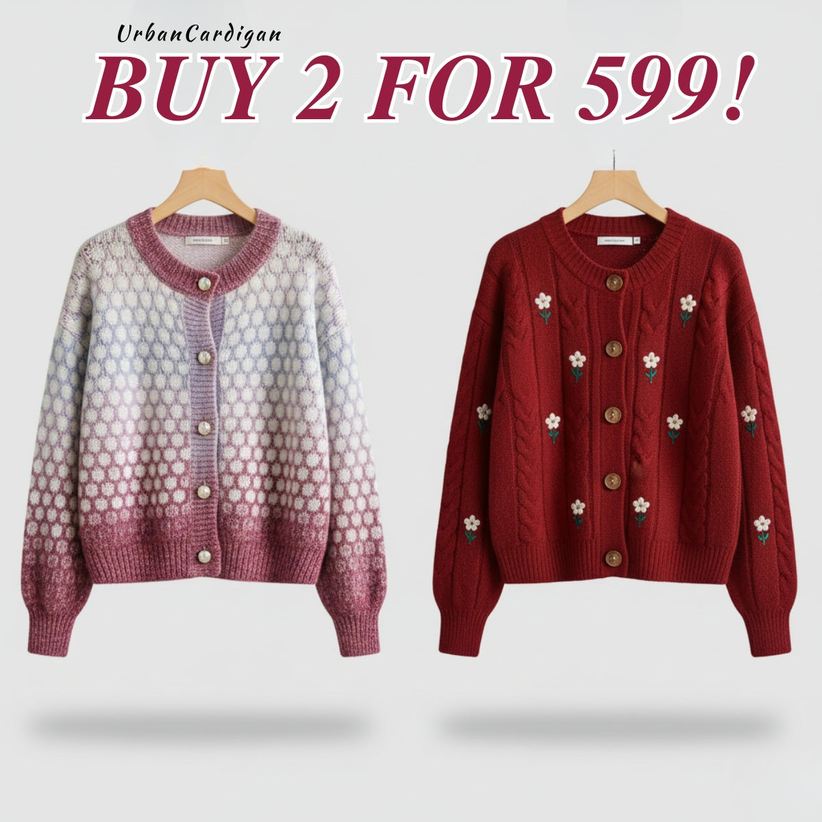 2 Pack Winter Cardigan Set – Lightweight & Warm |CR-18