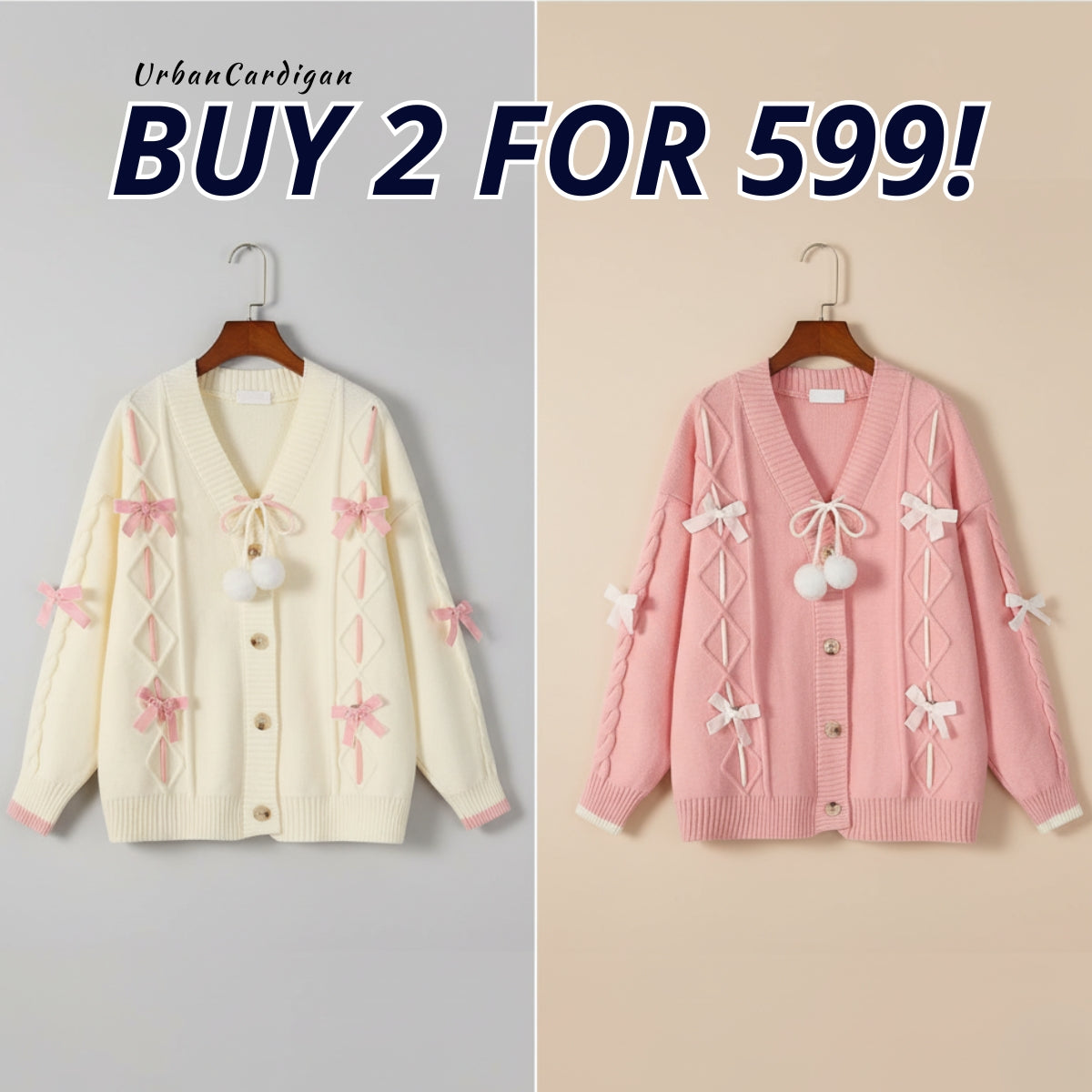 2 Pack Winter Cardigan Set – Lightweight & Warm |CR-16