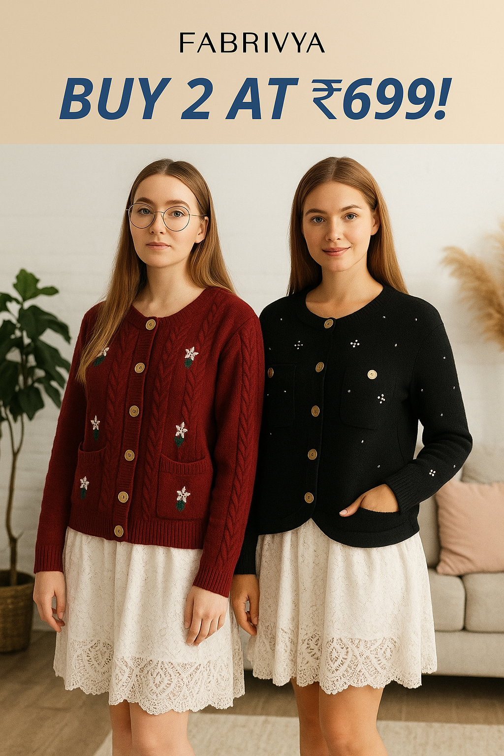 2 Pack Winter Cardigan Set – Lightweight & Warm |CR-20