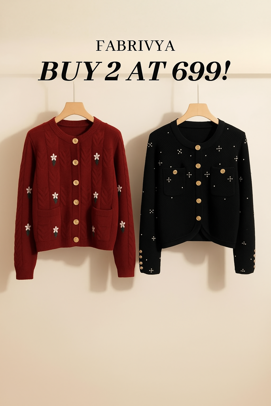 2 Pack Winter Cardigan Set – Lightweight & Warm |CR-20
